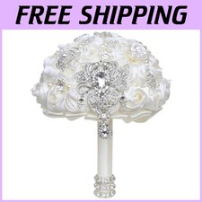 Ivory Rose Bridal Bouquet with Bling Brooches