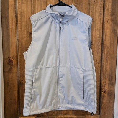 New Balance Full Zip Vest Mens Small Grey Excellent Ribbed Athletic Running