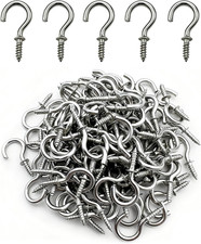 100 Pcs 304 Stainless Steel Screw Hooks 5/8 Inch Small Hook Screw-In Light Hoo