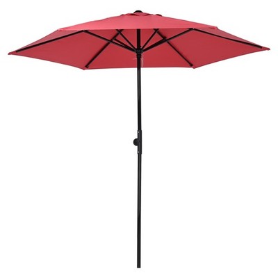 Yescom 7.5Ft Patio Umbrella with Button Strap Garden Parasol for Yard Pool Red