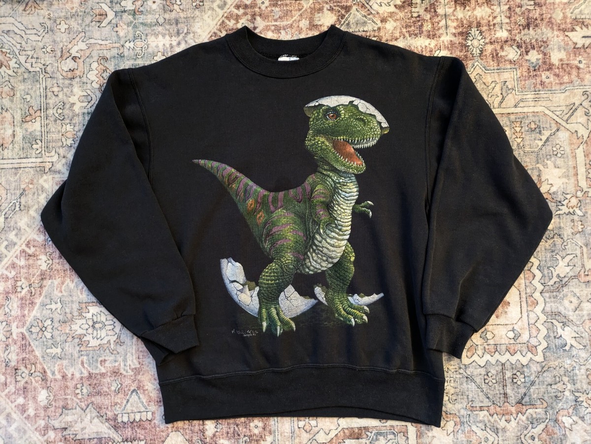 Vintage 90s M. Eckler T Rex Dinosaur Graphic Sweatshirt Hanes