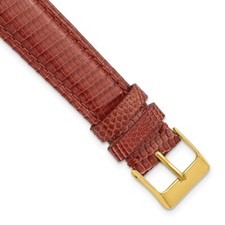 DeBeer 15mm Havana Genuine Lizard Gold-tone Buckle Watch Band
