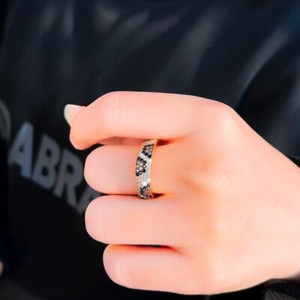 Authentic Luxury Gold Plated Leopard Print Cubic Zirconia Band Ring for Women Bridal Party