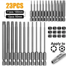 23pcs 50/100mm Torx Security Screwdriver Bit Set S2 Steel Magnetic Tamper