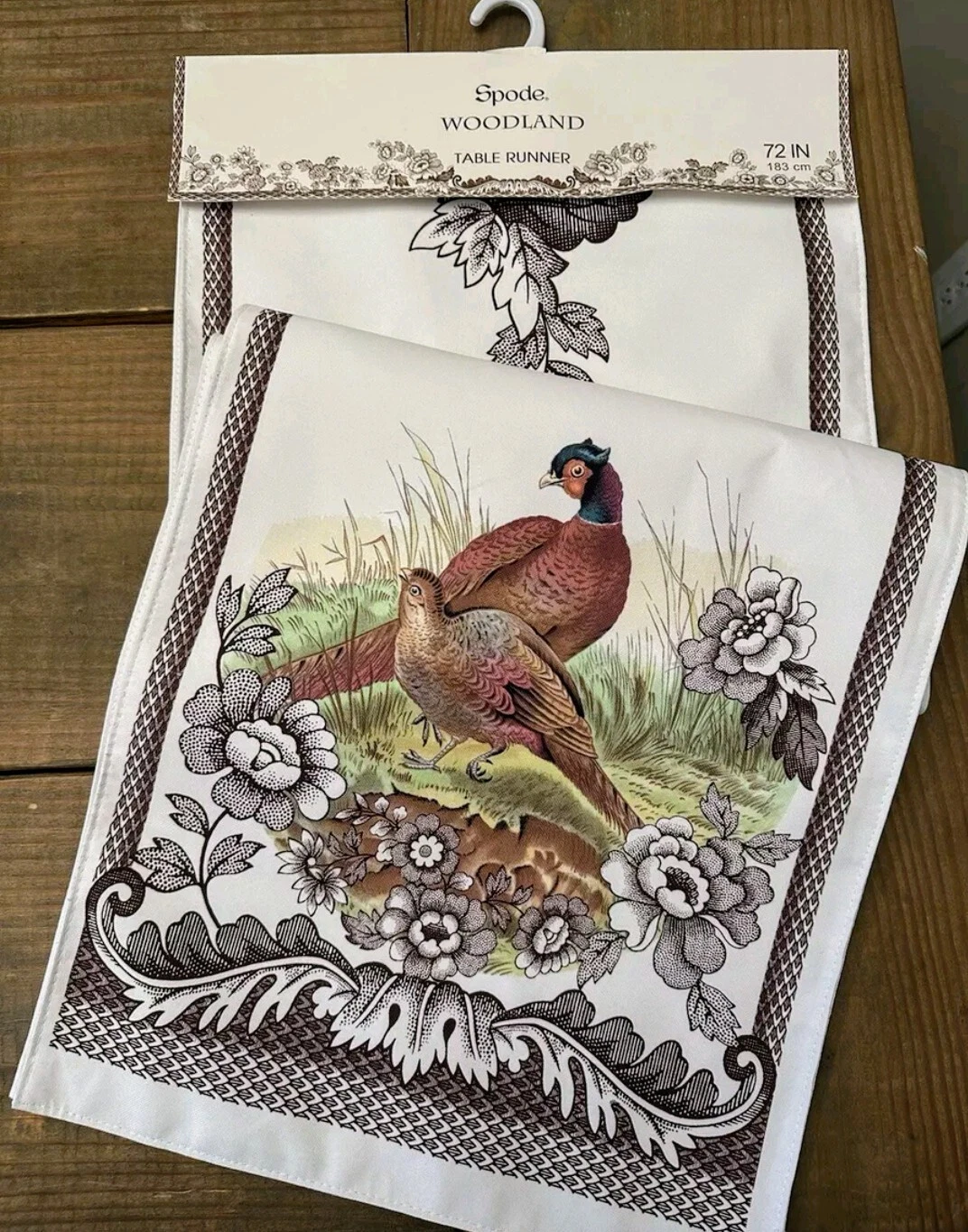 NEW Spode Woodland 72" Table Runner Fall Thanksgiving Decor Country Granny Farm
