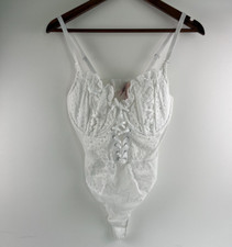 Victoria's Secret Luxe Strappy Lace Teddy Bodysuit White Size XL NWT