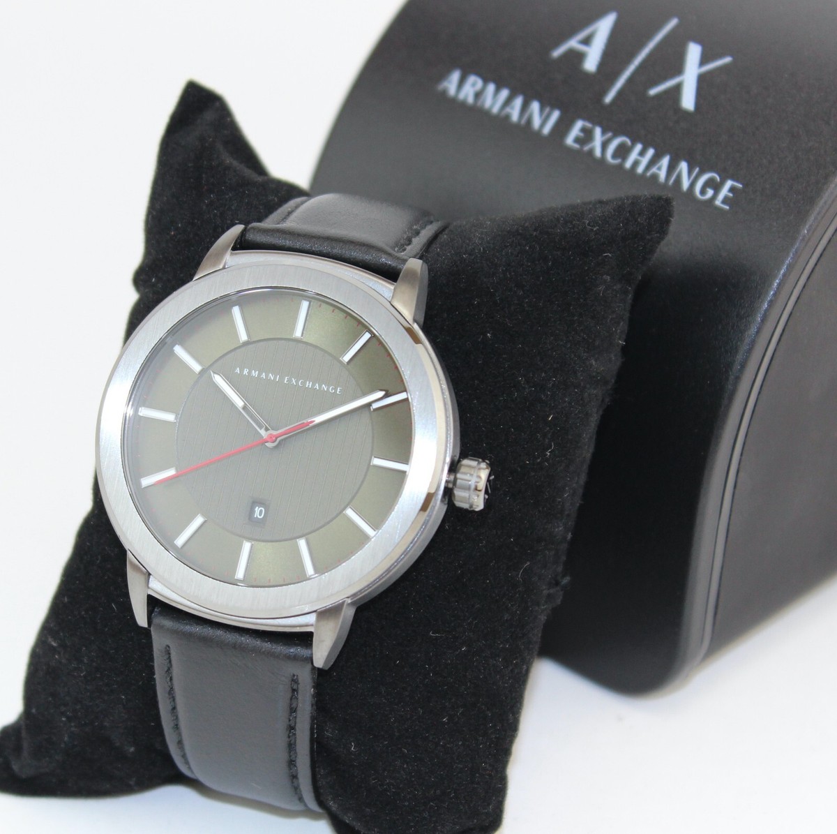 NEW AUTHENTIC ARMANI EXCHANGE MADDOX BLACK GREEN SMOKE LEATHER