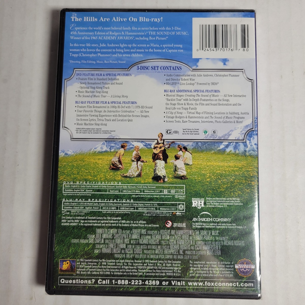 The Sound of Music (Blu-ray/DVD, 2010, 3-Disc Set, 45th