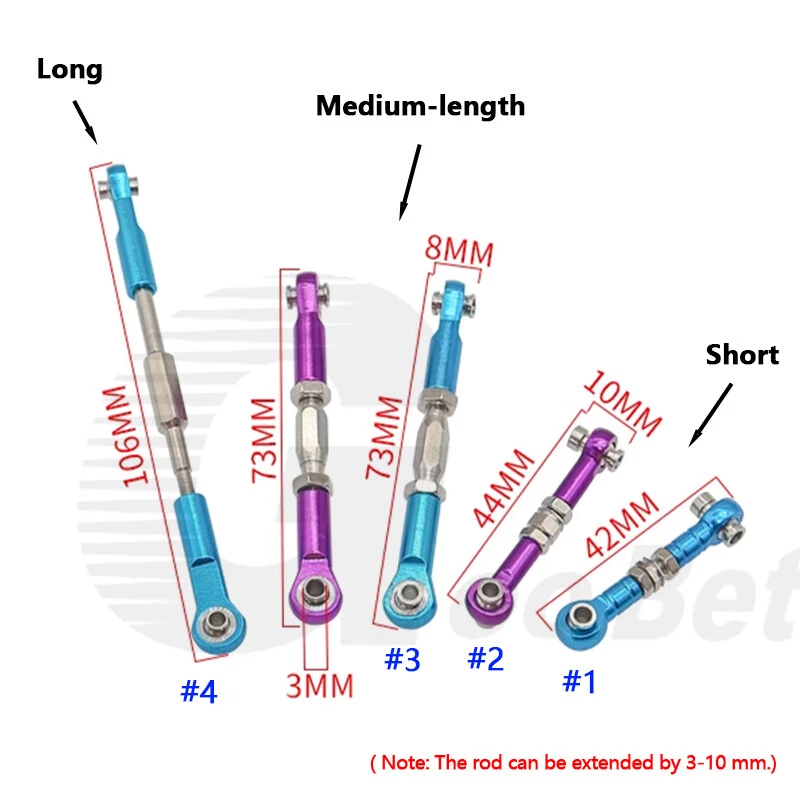 M3 RC Alu Spurstange Lenkgestänge Spannschloss Für 1/10 RC Auto Buggy Modell DIY - Bild 2 von 4