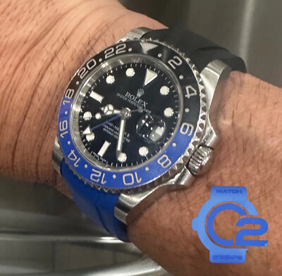 20mm Set BLUE BLACK Batman Caoutchouc rubber Strap Rolex