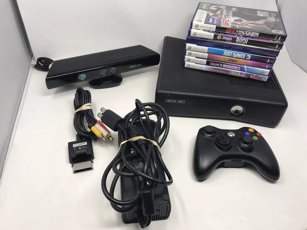 Microsoft Xbox 360 Slim 4GB Console Bundle Kinect 7 Games Controller TESTED S1