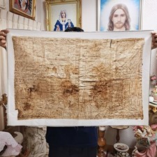 Sábana Santa Sudario de Oviedo Jesús Estampado de Tela Vintage Pascua Cuaresma Regalo de Navidad