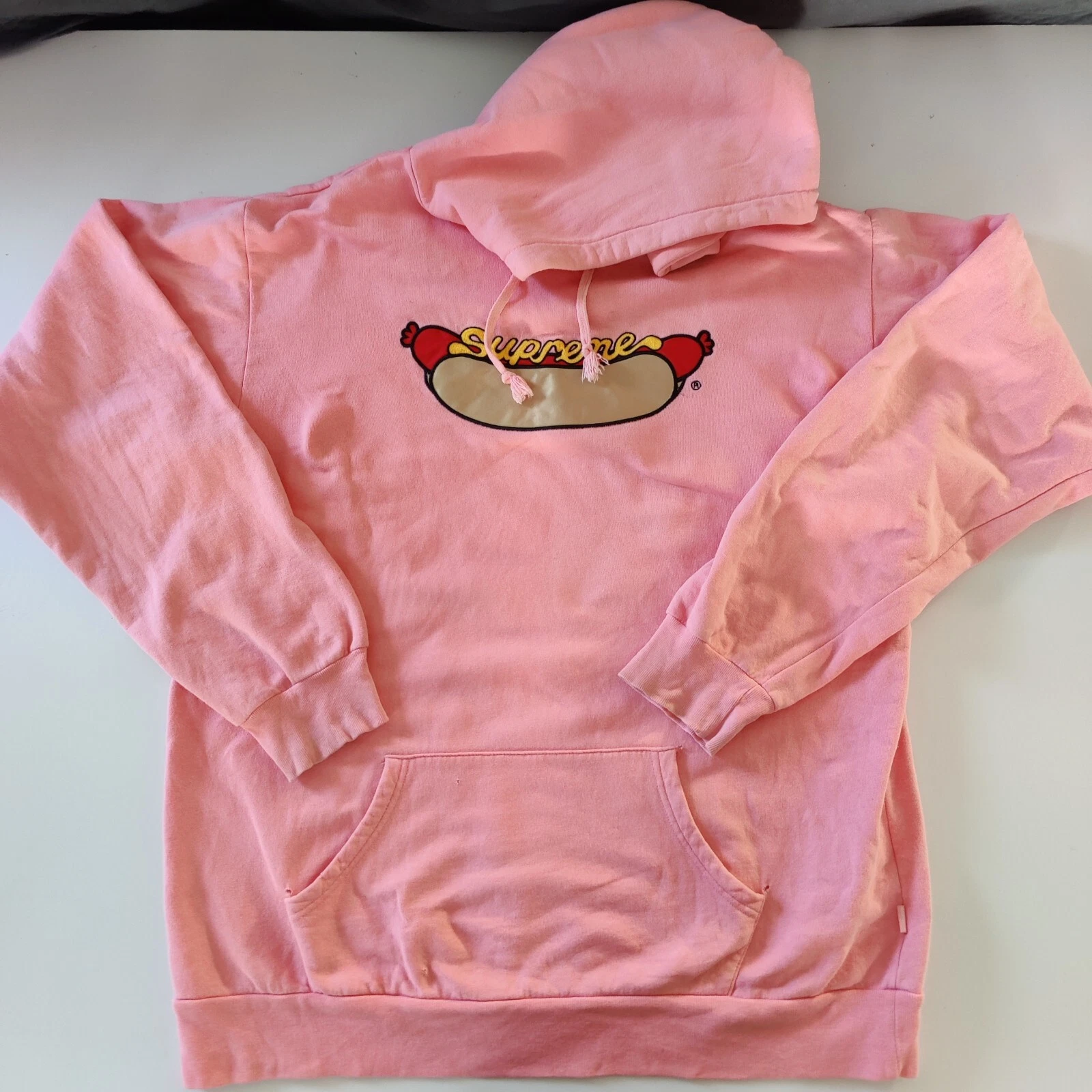 Sweats shirt à capuche Supreme 2004 SS Hot Dog GRAND ROSE RARE 