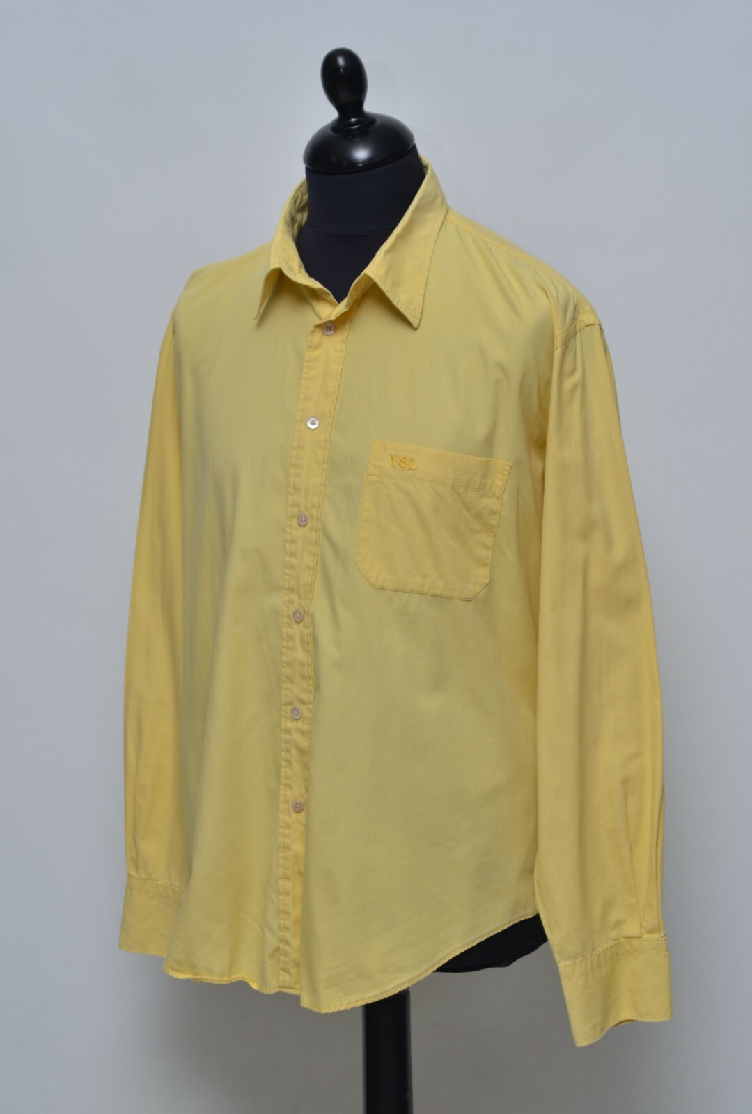 Saint Laurent Jeans YSL Camicia Uomo Vintage Rara Giallo Cotone Taglia XL