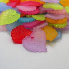 Acrylic Leaf Charms 15mm Mixed Colors Frosted Leaves C9757 - 50, 100 Or 200PCs