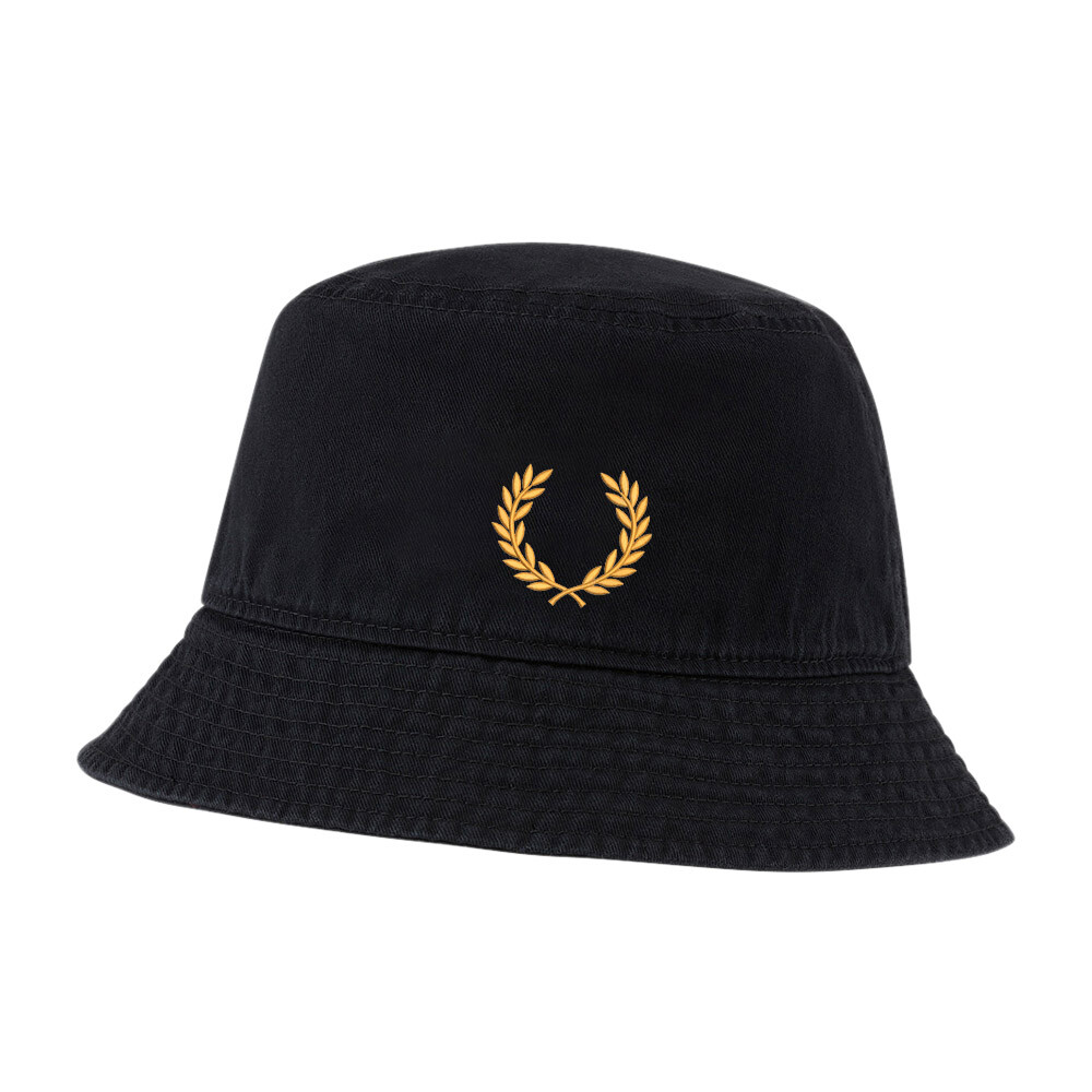 Unisex Laurel Wreath Embroidered Washed Cotton Bucket Hat