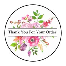 30 THANK YOU FOR YOUR ORDER ENVELOPE SEALS LABELS STICKERS 1.5" ROUND FLORAL