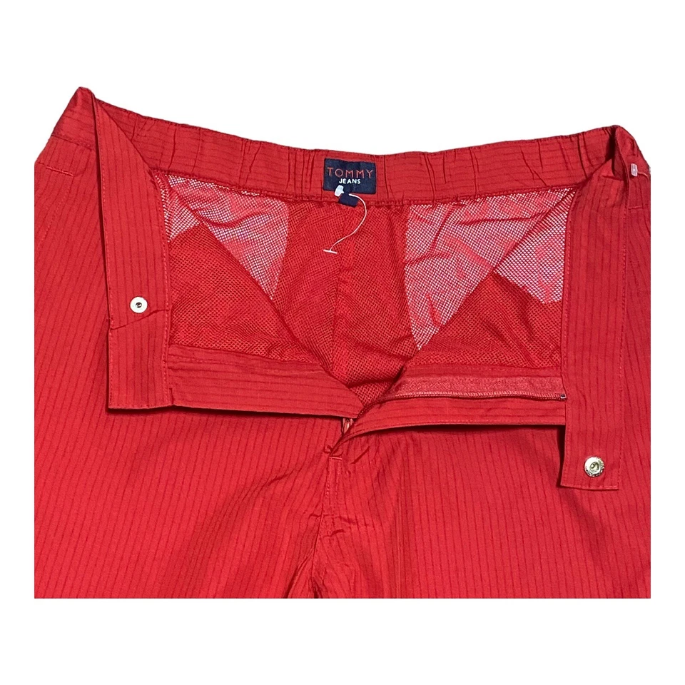 Pantalones Tommy Hilfiger Vintage Rojo Pin Rayas Malla Forrados Y2K Tommy Jeans Grandes Foto 4 de 4