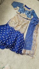 Blue Lenga Choli Wedding Pakistani Indian Suffuse Pakistani designer mehndi 