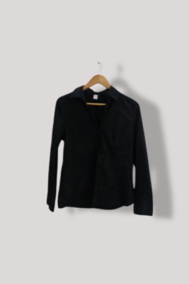 Vintage womens S.Oliver Black slim fit long sleeve shirt size 12| SKU 2828