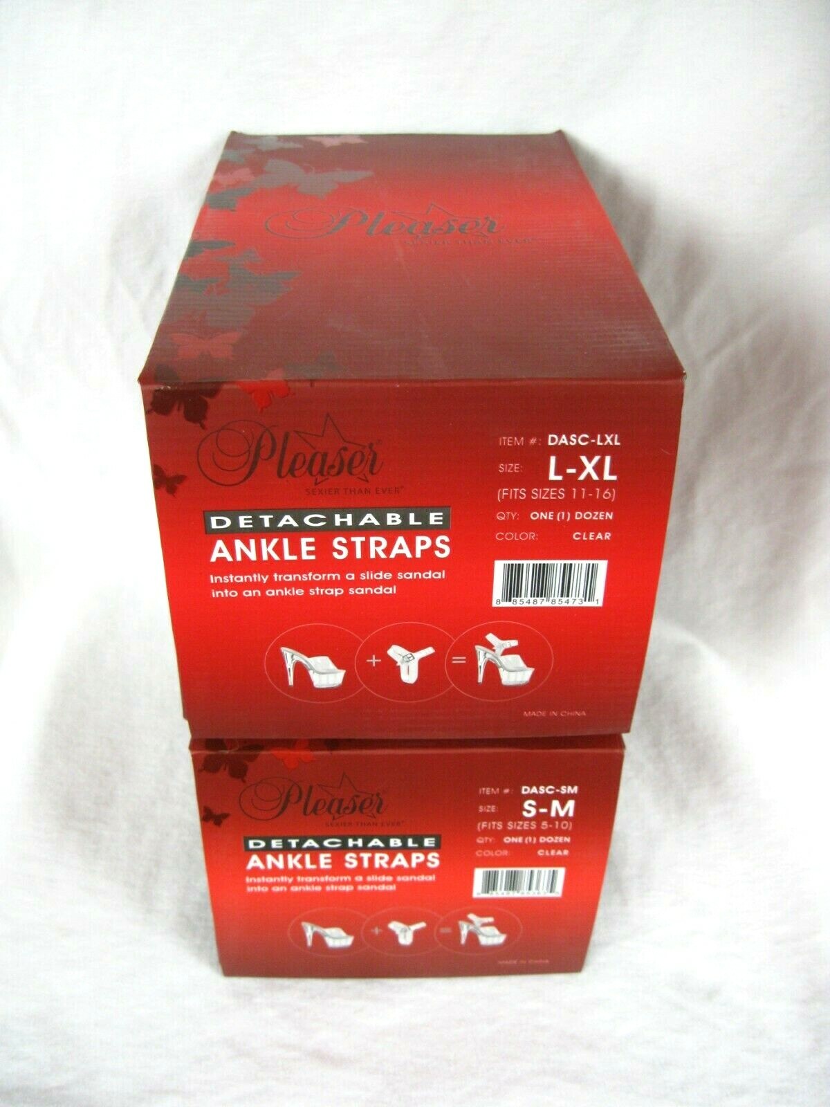 pleaser clear detachable ankle straps