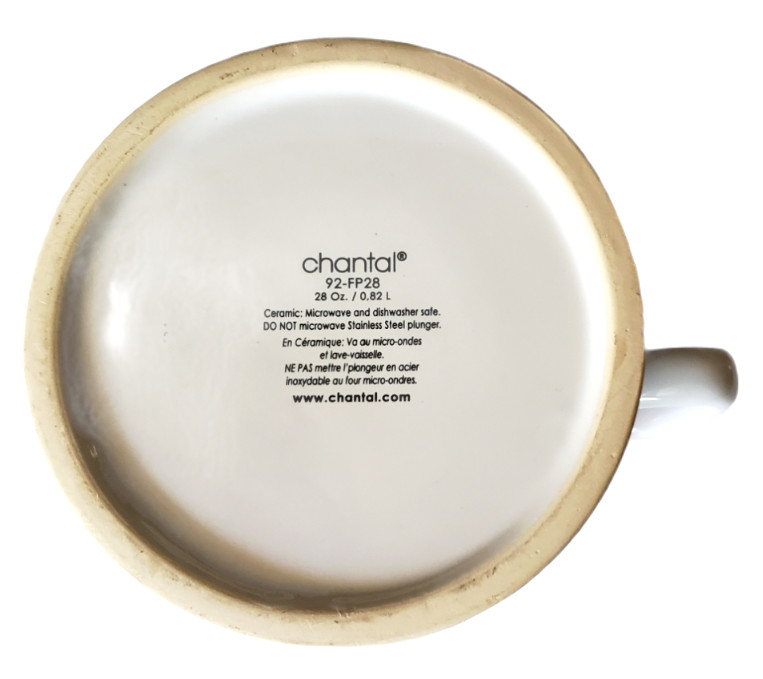 Chantal White Ceramic French Press 28oz Stainless Steel Plunger Screen & Lid
