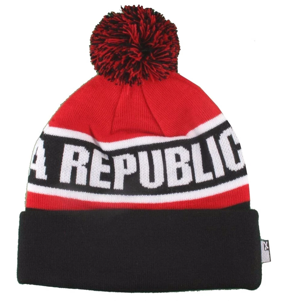 Dissizit! Cali Bear California Rojo Negro Pom Gorro Slick LA Compton Sombrero de Invierno Foto 2 de 3