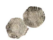 Vintage Lead Crystal, Etched Rose Design Ashtray - Set Of 2 Glass Ashtrays. 7”