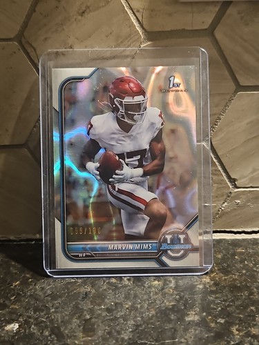 Marvin Mims 2022 BOWMAN UNIVERSITY ROOKIE LAVA REFRACTOR /100 DENVER BRONCOS - Picture 4 of 5