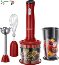 Frullatore a Immersione Rosso - 3 in 1 - Frullatore-tritatutto, Mixer e Frusta -