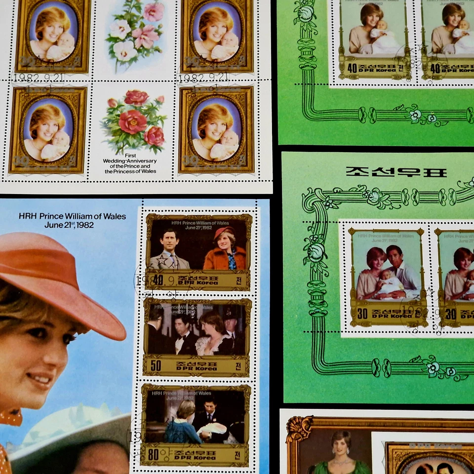 Familia real del Reino Unido LADY DI princesa Diana y príncipe Guillermo 64 estampillas 20 bloques Foto 4 de 4