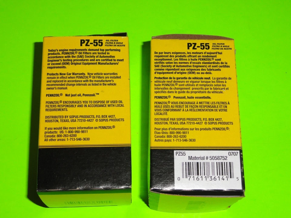 (LOT of 2) PENNZOIL PZ-55 PZ55 Cartridge Oil Filter & O-Ring Genuine Replacement - Изображение 3 из 4