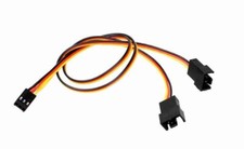 3 Pin Fan Y Splitter 12" Cable Black Connectors 3 Pin Female to 2x 3/4 Pin Male