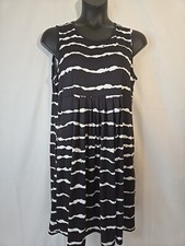 Sz 3XL, Sleeveless Empire Waist Midi Dress. Black & White Striped New