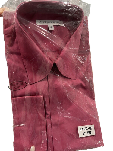 D'amante Men's Dress Shirt 17 Reg. Long Sleeve NEW Hidden Buttons Pearl Cuff - 第 1/10 張圖片