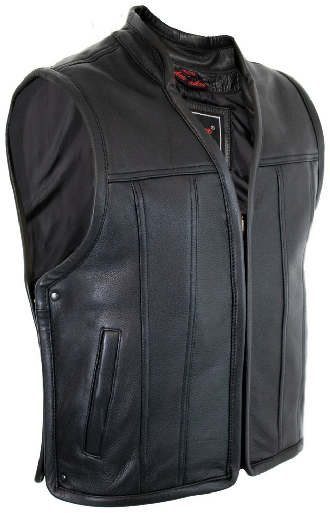 Leather vest biker vest rocker vest cowl club vest leather cowl motorcycle vest biker