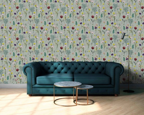 Vintage Botanical Pattern Retro Wall Vintage Small Flowers Mural Wallpaper - Picture 4 of 9