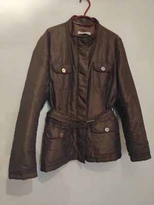 MARELLA Brown Two Tone Jacket Coat Belted UK 10 MAX MARA
