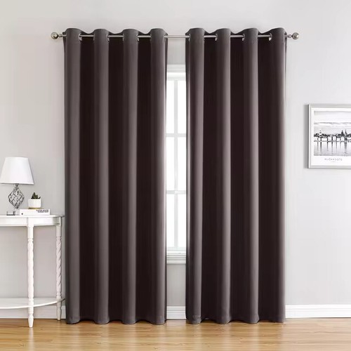 2X Blockout Curtains Thermal Bedroom 100% Blackout Curtains Fabric Pair Eyelet - Picture 18 of 36