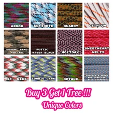 550 Paracord 50 Feet Unique Colors Parachute Cord Type III Lanyard Mil 7 Strand