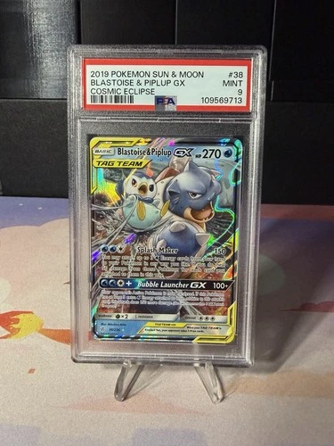 Pokemon Blastoise & Piplup GX Ultra Rare Card 38/236 PSA 9