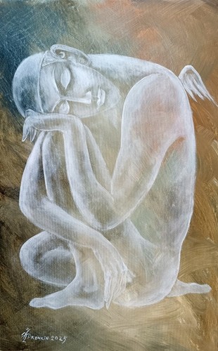 Painting ORIGINAL OIL canvas CONTEMPORARY ART by Pronkin 2025 WHITE ANGEL - Picture 3 of 11