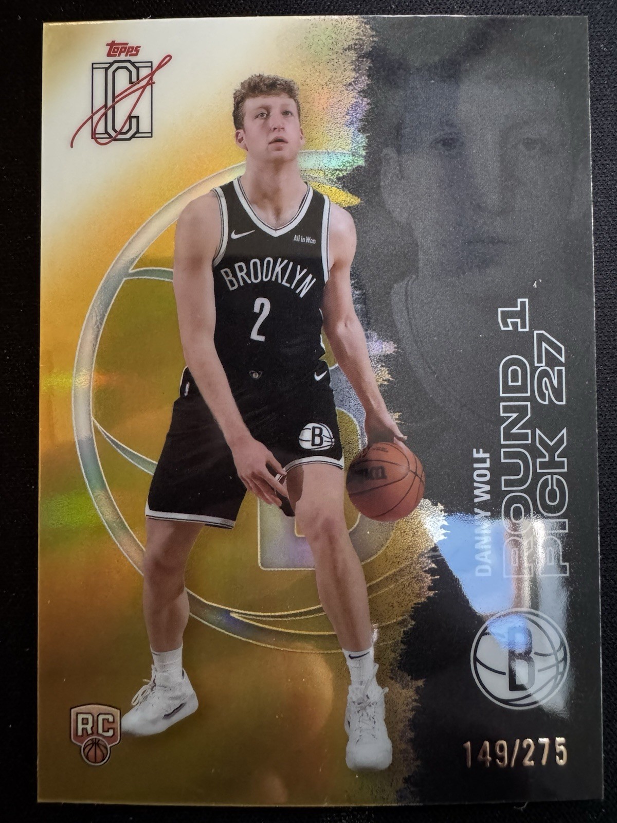 2025-2026 Topps Signature Class Danny Wolf Gold Refractor Rookie RC 149/275 Nets