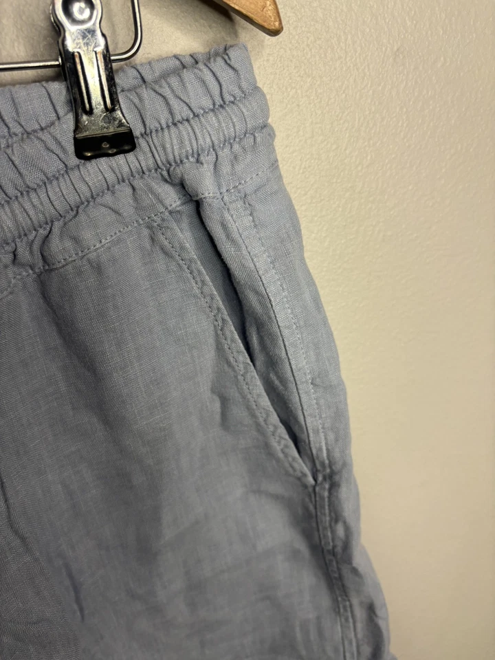 Fedeli Shorts Mens XL Light Blue Linen Made in Italy Elastic Waist Drawstring - Image 4 of 4