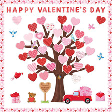 136Pcs Valentine  S Day Tree Bulletin Board Classroom Decoration Set Heart Bullet