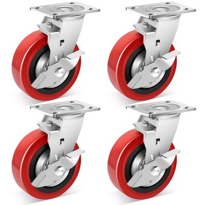 Nefish 6 Inch Industrial Grade Casters Wheels, Heavy Duty Polyurethane Caster...