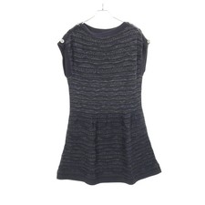 【Dresses】CHANEL Coco Mark Button Knit Dress Cotton Navy Multicolor From Japan