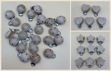 Wooden Pacifier Clips Lot 36 Beech Craft Suspender Clips Round Heart Star