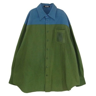 RAF SIMONS 22AW Oversized Denim Shirts Pins Bi-color Shirt Jacket Used LIFE-0