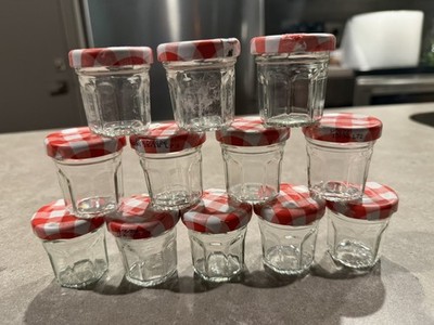 Bonne Maman Empty Mini  (1 oz.) Glass Jars with Red Lids - Lot of 12